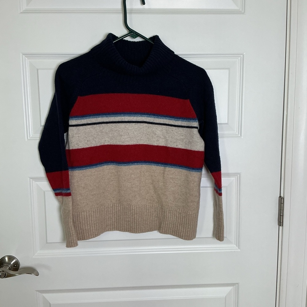 Pendleton Lambs Wool Women's Turtleneck Sweater - Navy, Red, Tan